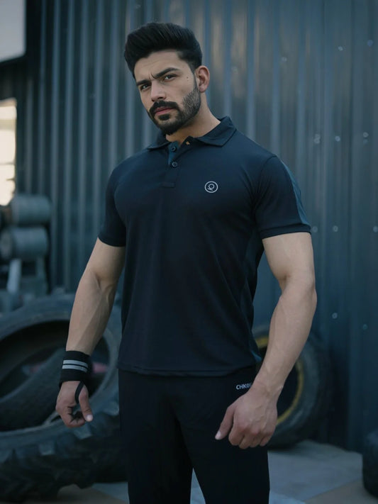 Men Regular Dry Fit Half Sleeve Polo T-Shirt Black